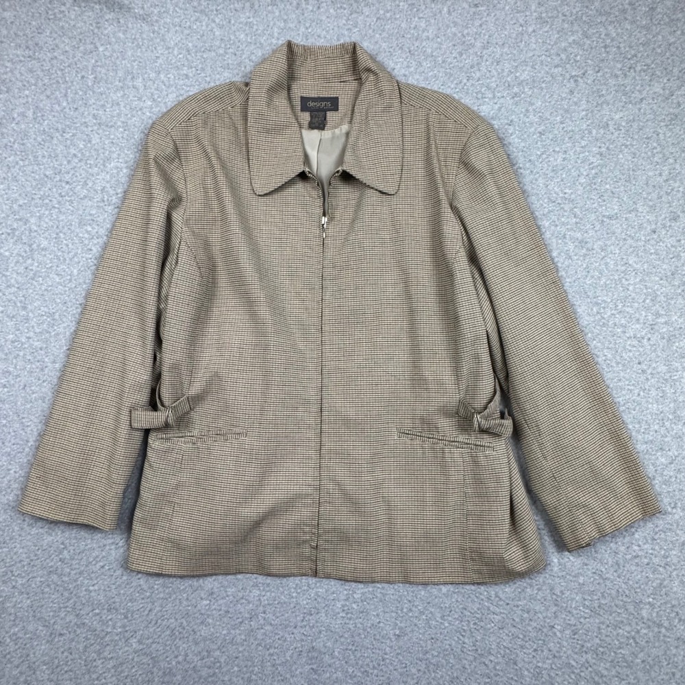 VTG Designs By Lane Bryant Jacket Check Full Zip Womens 22 Preppy 
Smart Casual